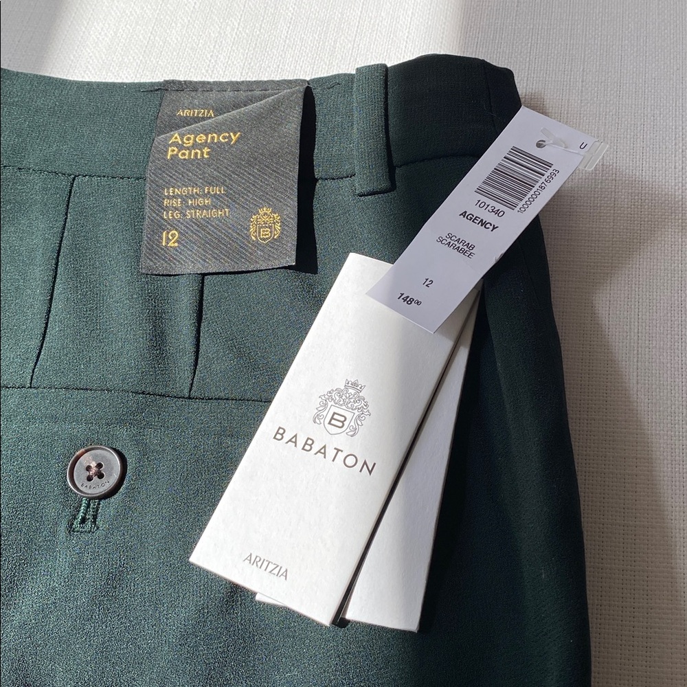 NWT ARITZIA Babaton SCARAB / Dark Green AGENCY PANT Size 12 💚💚 - Picture 7 of 7
